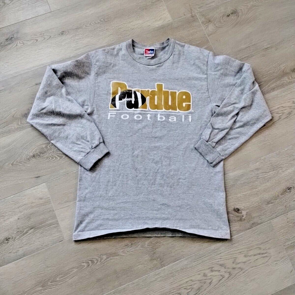 VINTAGE Purdue Boilermakers Shirt M L Long Sleeve Crew Neck Football USA Made